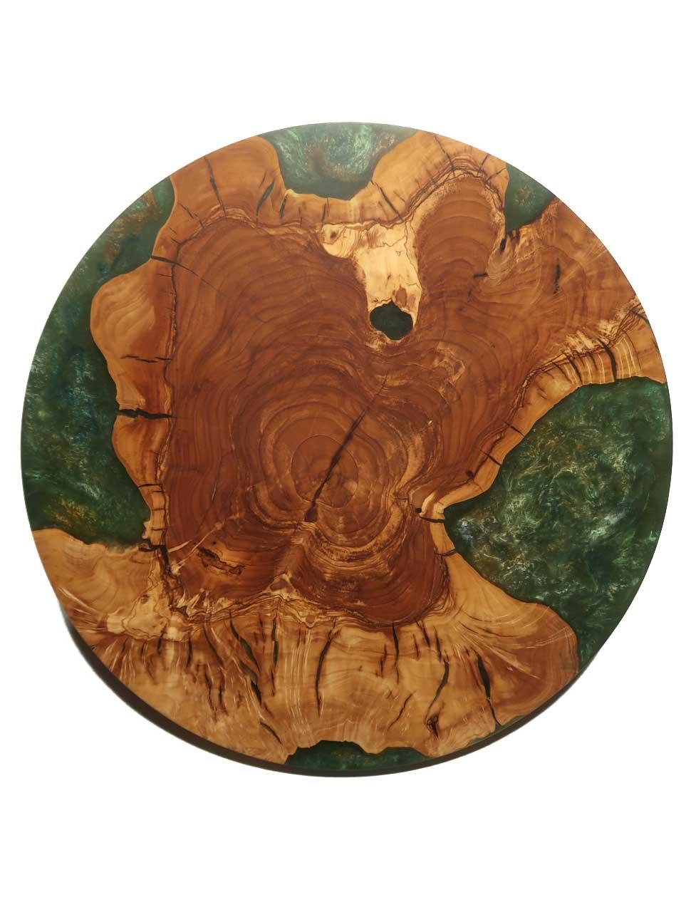 Olivetree burl wood Epoxy Slab Coffeytable Wallclock Decoration 39,5cm #Z6