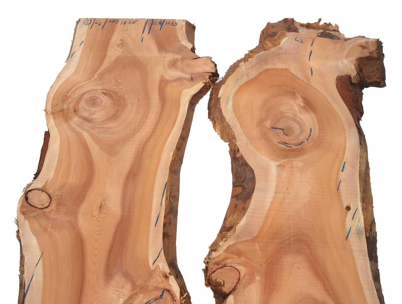 2x Lärche Holz Brett Lärchenholz rustikal 109x18-35cm x 22-24mm #L2