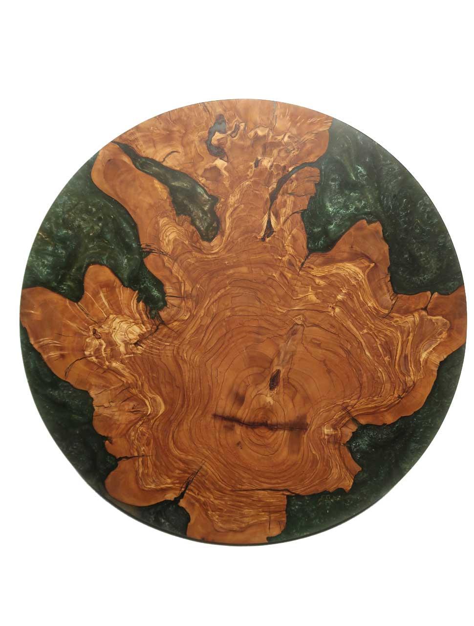 Olivetree burl Epoxy Slab Coffee Table Wallclock Decoration 39,5cm #G4