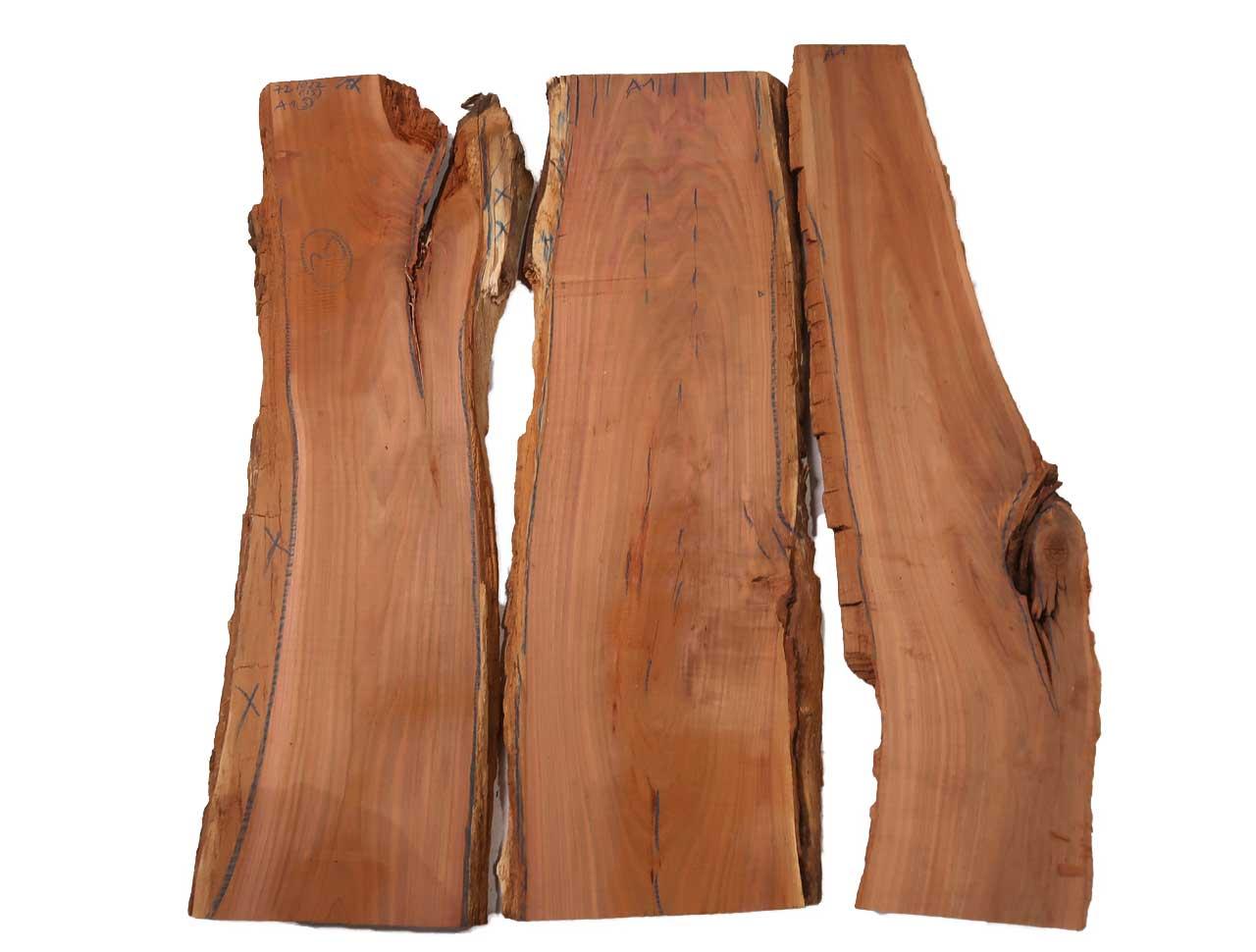 3x Zwetschge Holz für Epoxid DIY gestockt 72x10-22cm x 27mm #A1