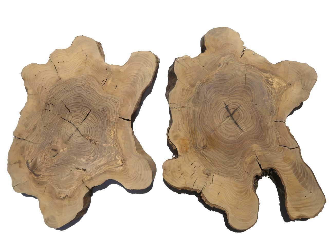 2x Oliven Wurzelholz Holz für Epoxid 42x32cm x 30mm #V7