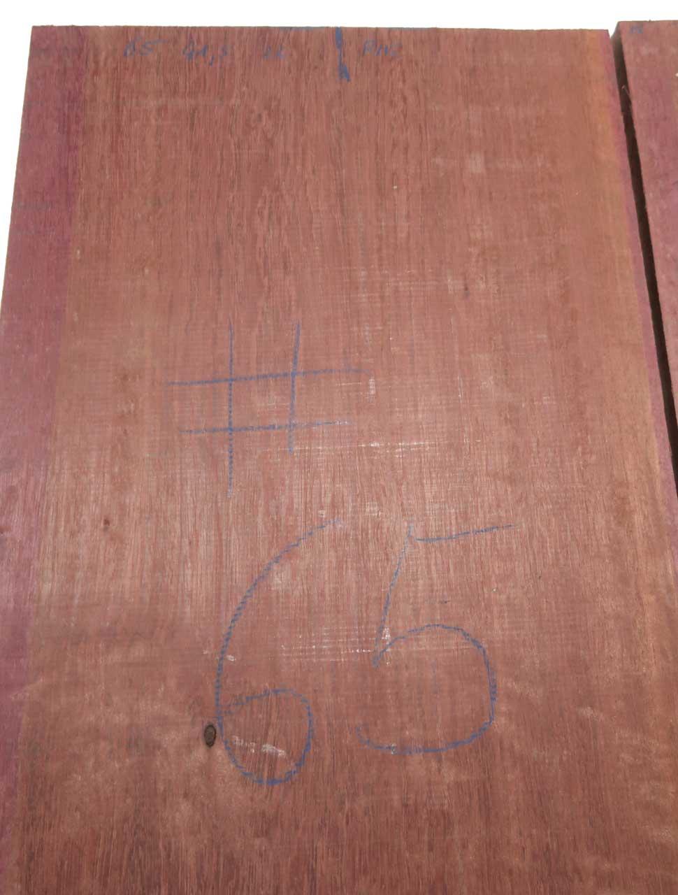 1x Amarant Riegel Holz Purpleheart Brett Curly 65x41,5cm x 22mm