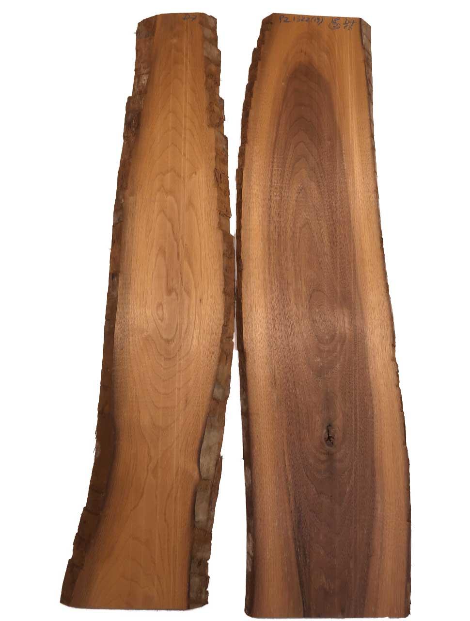 2x Walnuss Holz Nussbaumholz 92x13-22cm x 18mm #D7