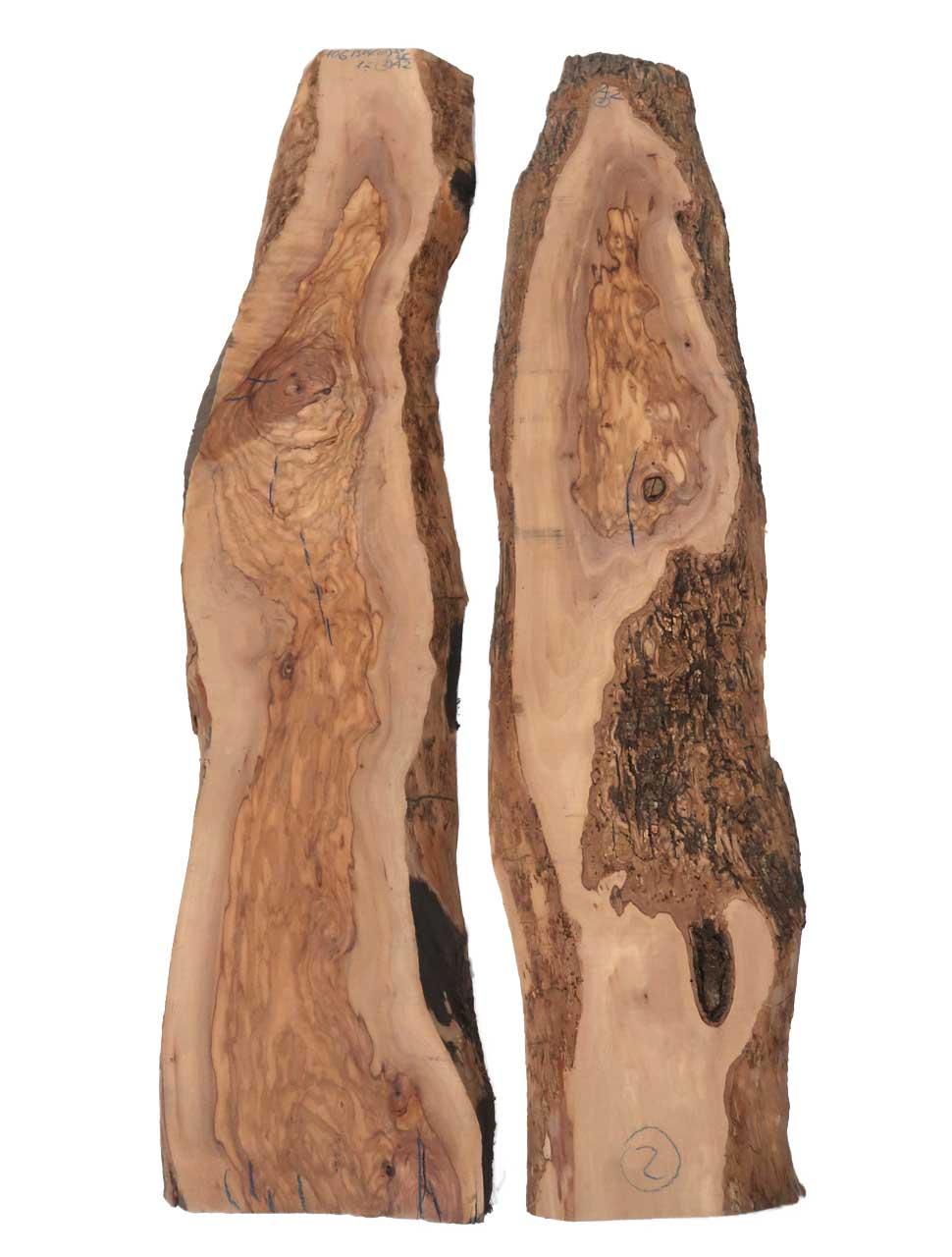 2x Olivenholz Brett Olivenbaum Holz 106x13-24cm x 34-35mm #A2