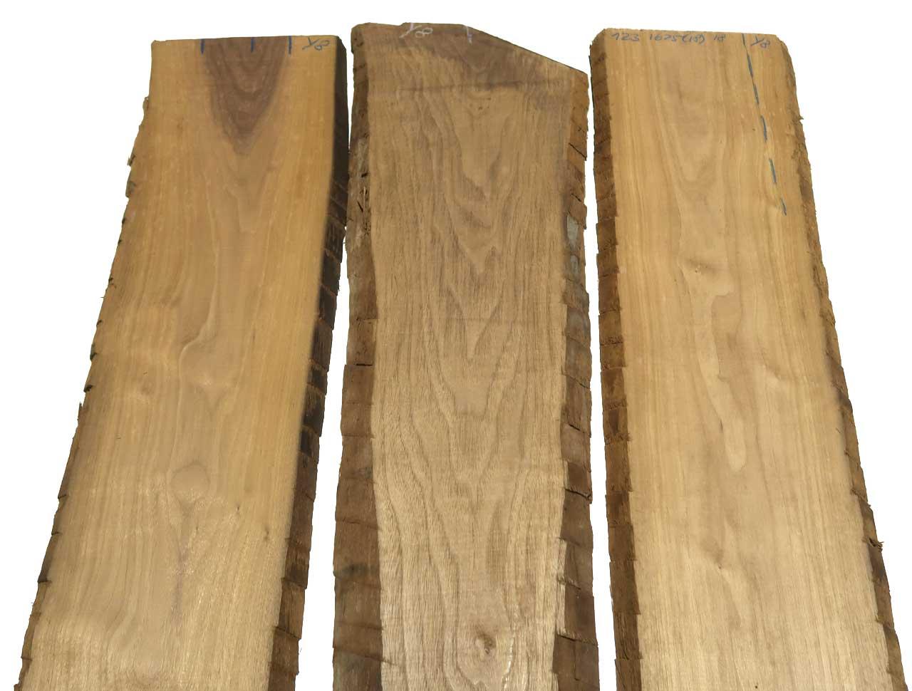 3x Walnuss Holz Nussbaumholz 123x16-25cm x 18mm #Y8