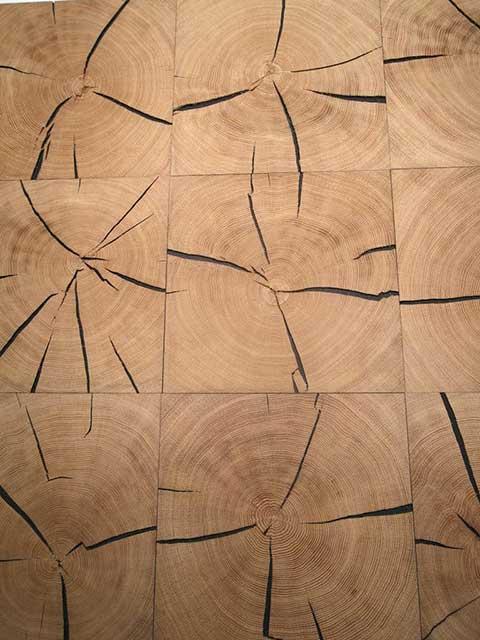 Eichen Hirnholz Baumscheibe eckig hell CDF 1200x300x20mm