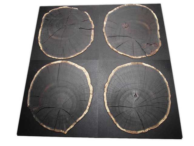 Eiche Baumscheibe rund Hirnholz schwarz CDF 500x500x20mm