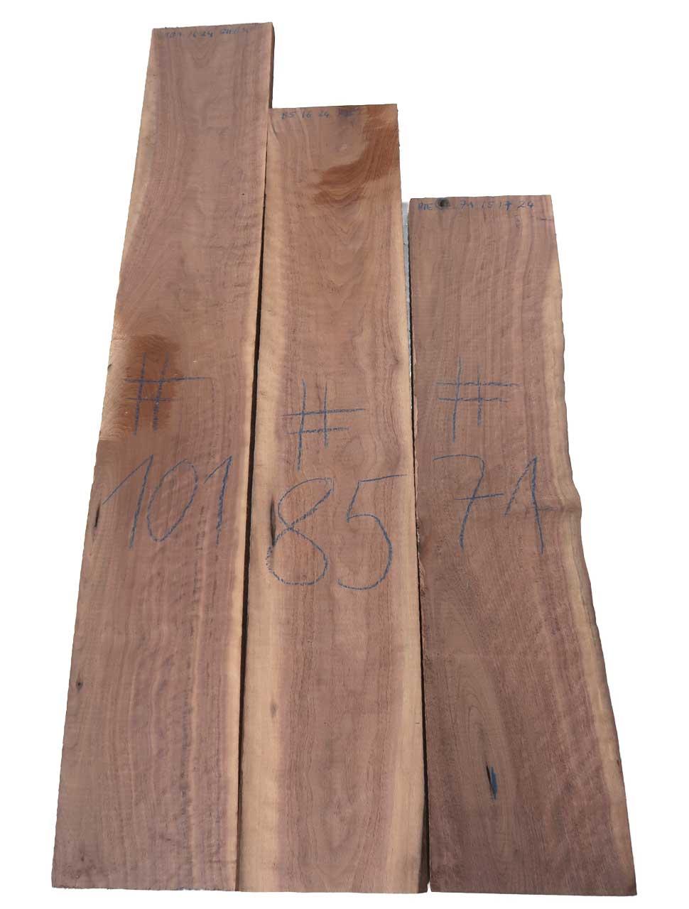 1x Nussbaum Riegel Holz Tonholz Brett curly 101x16cm x 24mm #101