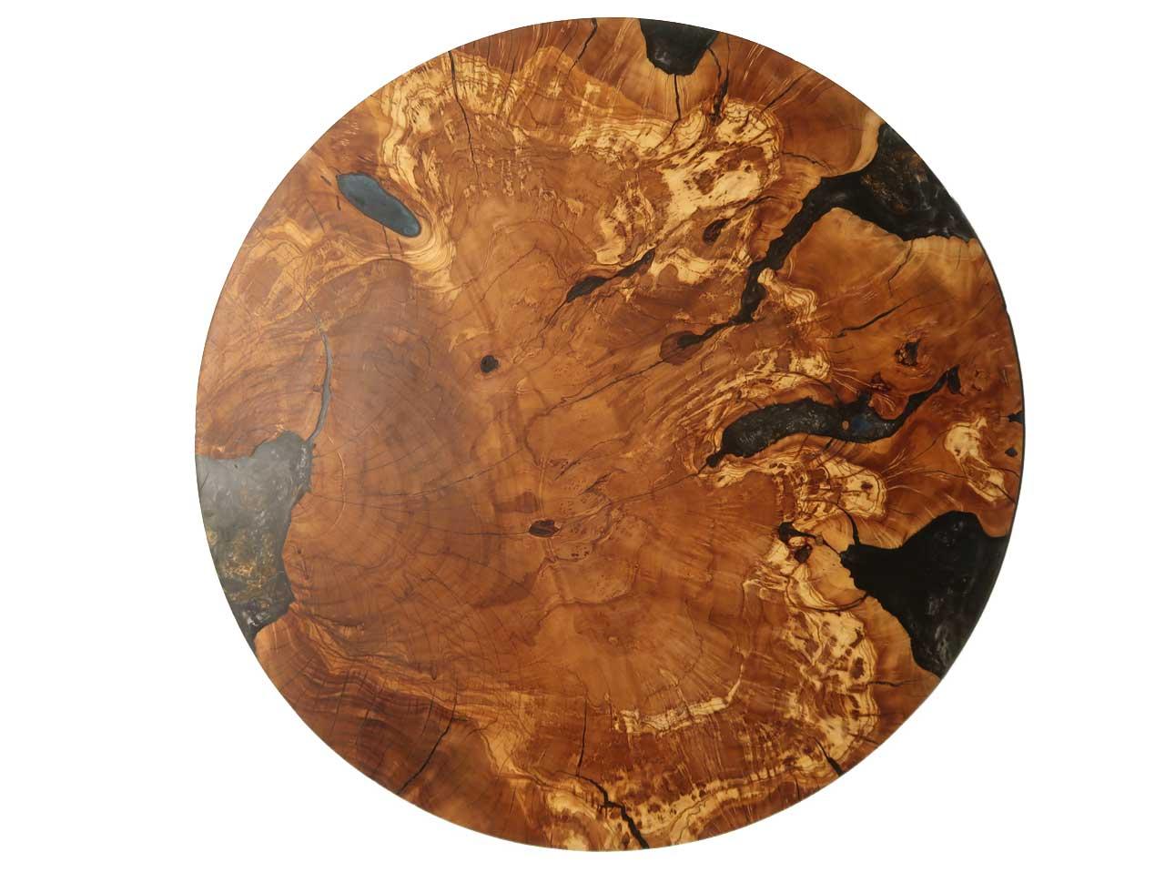 Olivetree burl Epoxy Slab Coffee Table Wallclock Decoration 49cm #F4