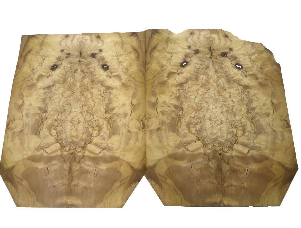 Laurel Wurzelholz Furnier Maserholz 68x20-28cm 4 Blätter