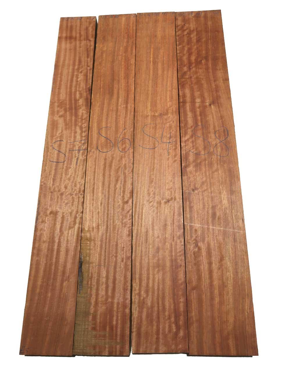 1x Bubinga Riegel Holz Rosenholz Bohle Curly 125x16cm x 61mm #S6