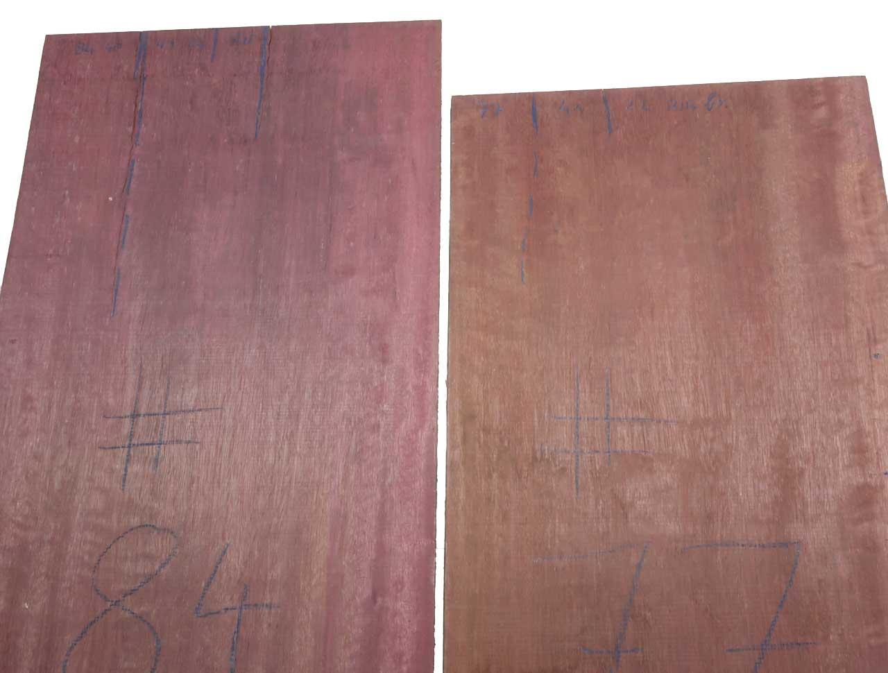 1x Amarant Riegel Holz Purpleheart Brett Curly 77x41cm x 22mm #77