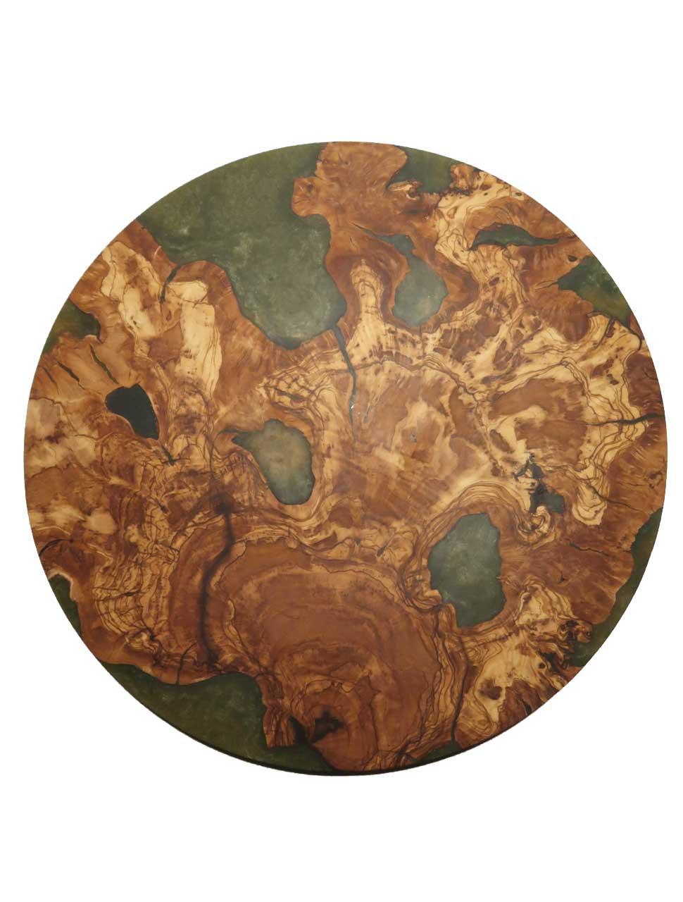 Olivetree burl Epoxy Slab Coffeytabel Wallclock Decoration 38,5cm #P7